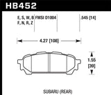 Hawk 03-07 Subaru Impreza / 04-08 Subaru Forester / 05-06 Saab 9-2X Aero HT-10 Race Rear Brake Pads