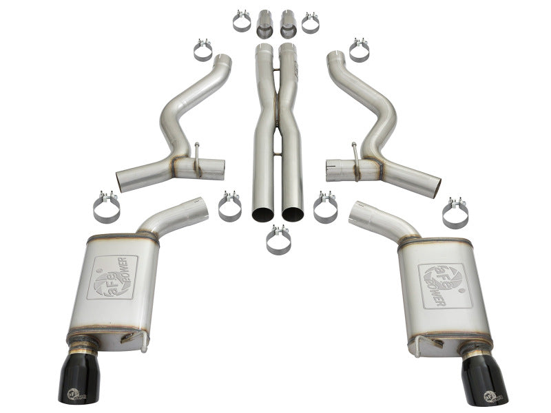 aFe MACHForce XP 3in 304 SS Cat-Back Exhausts w/ Black Tips 15-17 Ford Mustang GT V8-5.0L/V6-3.7L