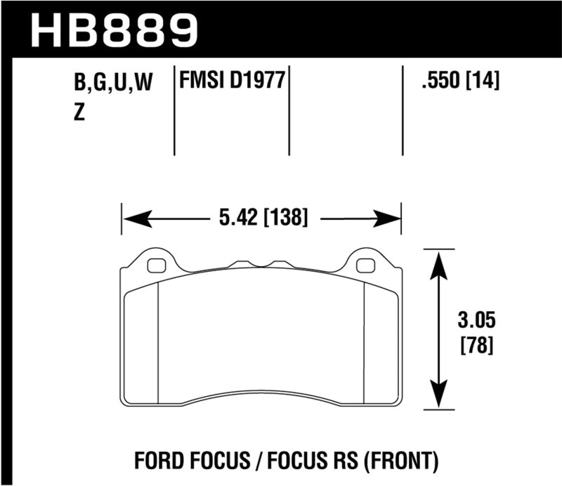 Hawk 2017 Ford Focus DTC-70 Race Front Brake Pads