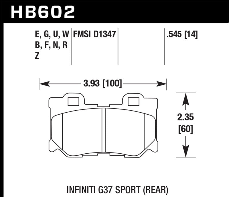 Hawk Infiniti G37 Sport HPS Street Rear Brake Pads