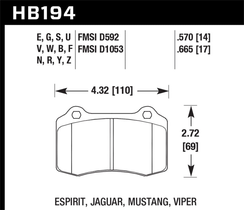 Hawk 2010 Camaro SS Blue 9012 Race Rear Brake Pads