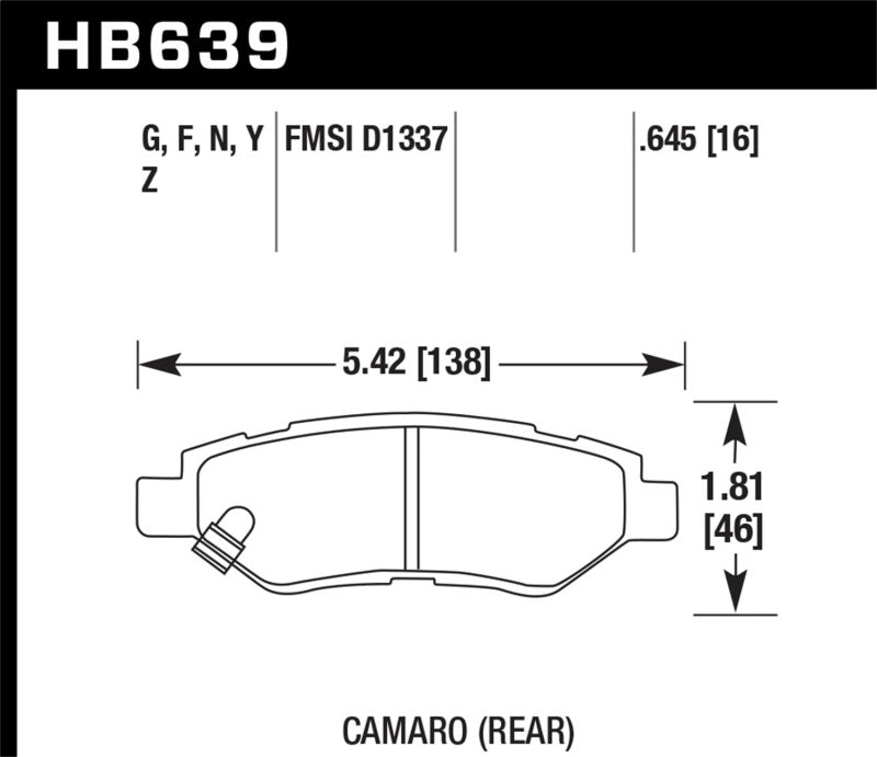 Hawk Camaro V6 HP+ Street Rear Brake Pads