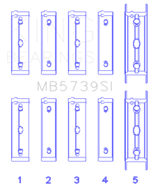 King Subaru EJ20/EJ22/EJ25 .002 Oversized Bi-Metal Silicon Aluminum Main Bearing Set