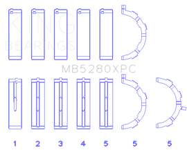 King Ford V8 4.6L/5.4L SOHC Coated (Size .026) Crankshaft Main Bearings (Set of 5)