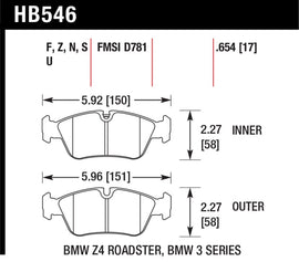 Hawk 08 BMW Z4 3.0L HPS 5.0 Front Brake Pads