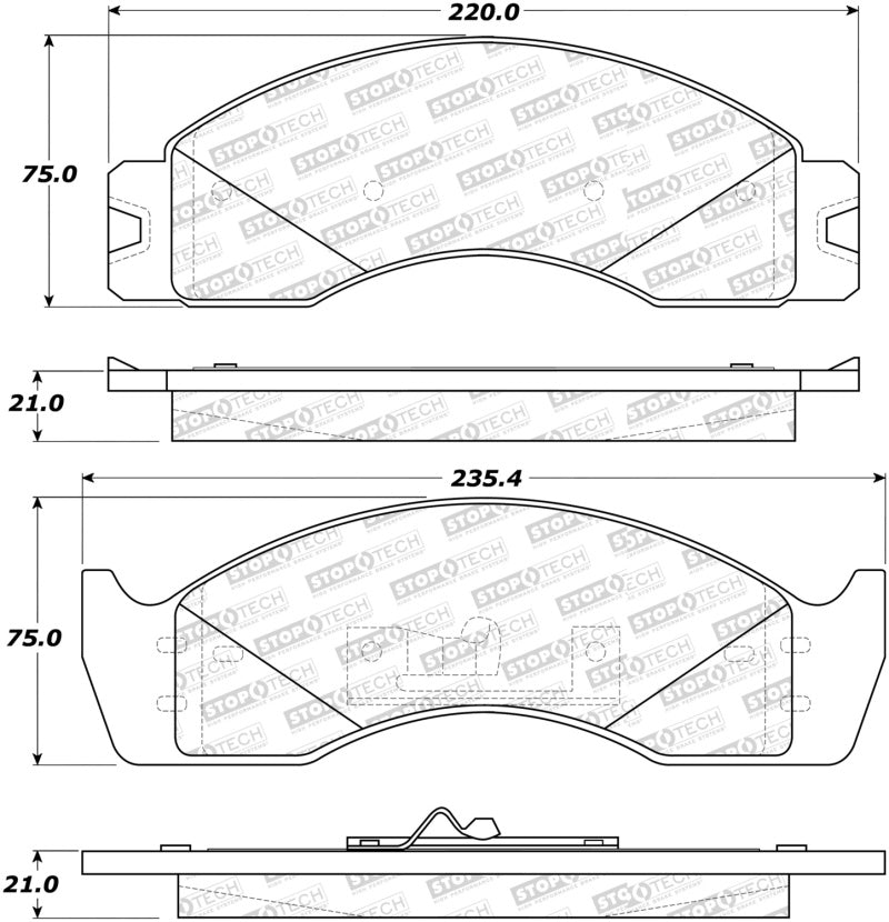 StopTech Sport Brake Pads w/Shims - Front