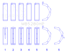 King Ford Prod. V8 4.6L/5.4L Will Not Fit 13-14 GT500 (Size STD) Performance Main Bearing Set