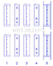 King Subaru EJ20/EJ22/EJ25 (For Thrust in #5 Position) (Size STDX) Tri-Metal Perf Main Bearing Set