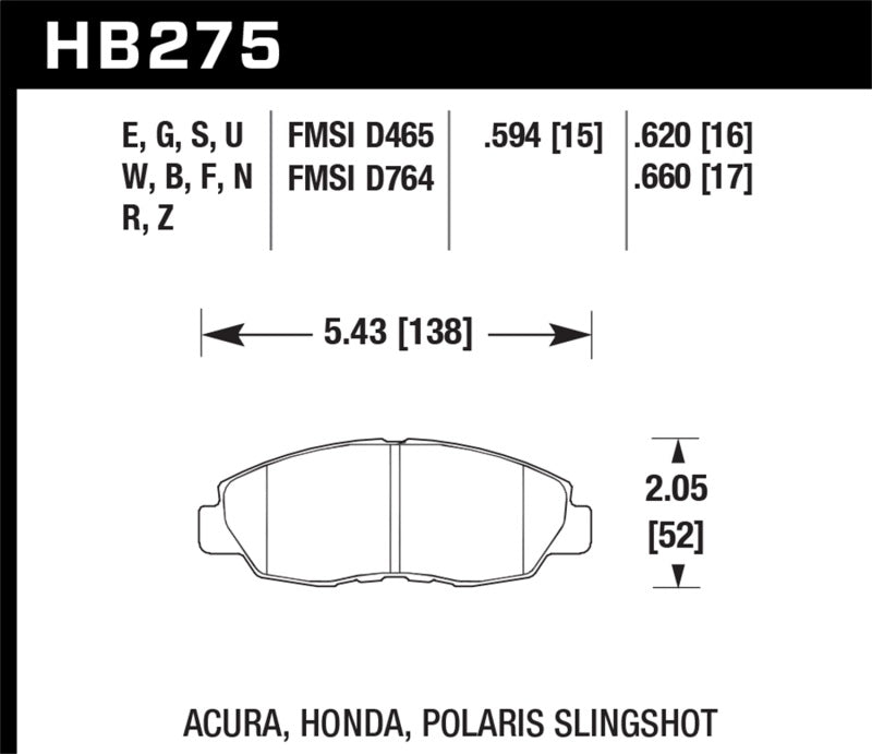 Hawk 98-00 Civic Coupe Si / 01-06 Civic DX EX GX HX LX HP+ Street Front Brake Pads