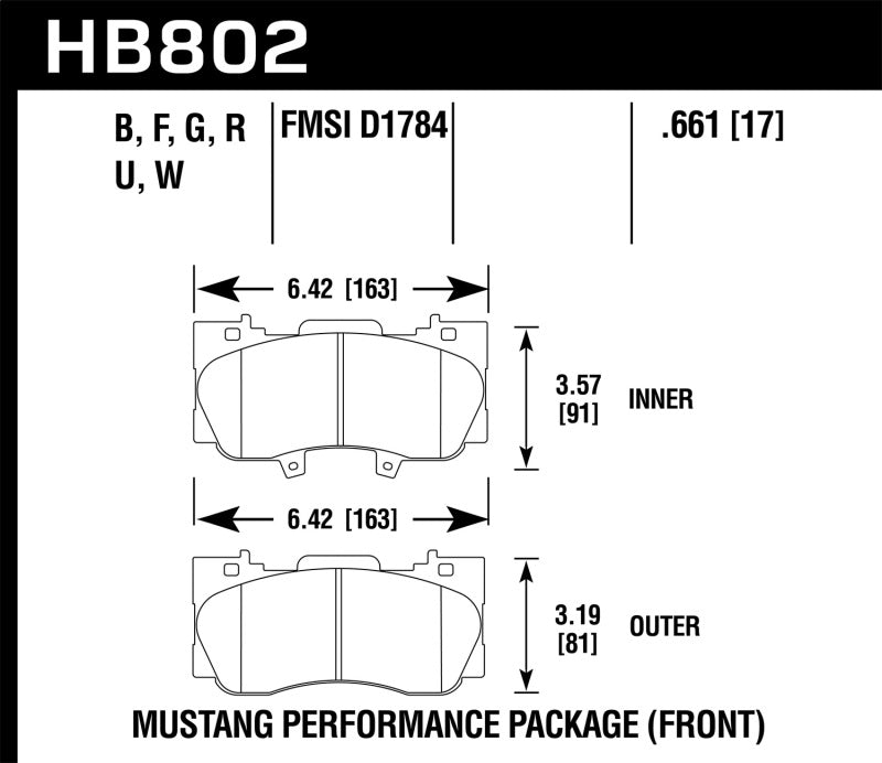 Hawk 15-17 Ford Mustang Performance Package HPS 5.0 Front Brake Pads