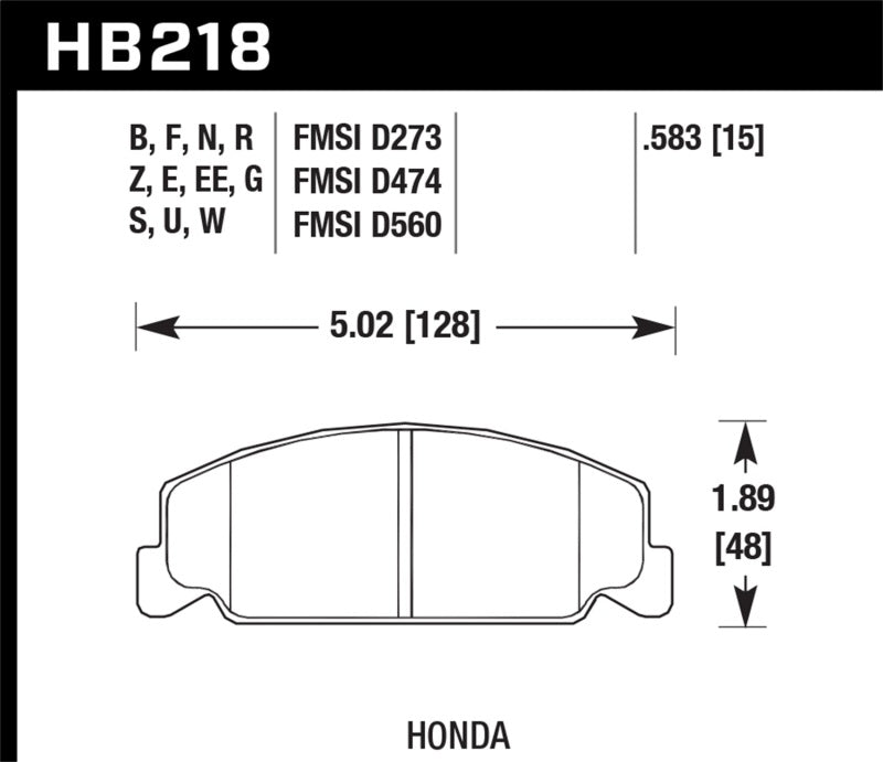 Hawk 88-89 Civic Si / 92-00 Civic CX / 88-00 DX / 98-00 GX HT-10 Race Front Brake Pads