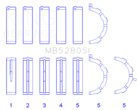 King Ford 281CI/330CI 4.6L/5.4L V8 (Size +0.25) Main Bearing Set